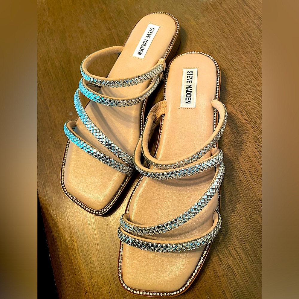 Steve Madden rhinestone straps sandals NWT size 9